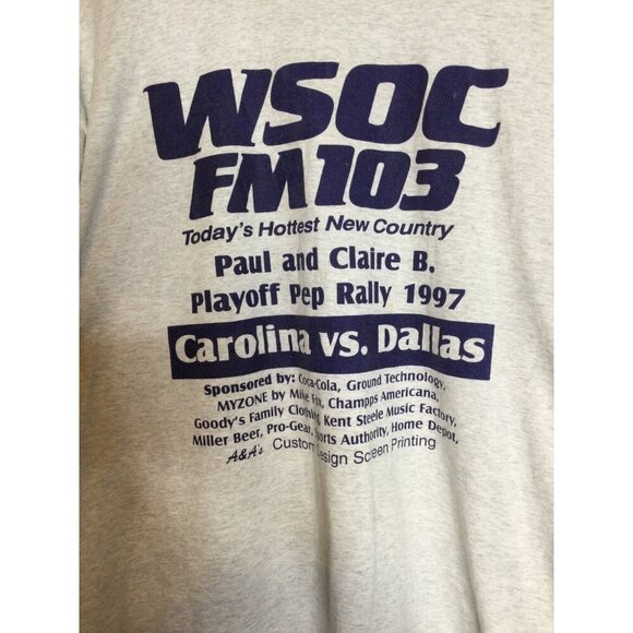 Vintage WSOC FM103 Playoff Pep Rally 1997 T Shirt XL Fruit Of The Loom Single St - Picture 2 of 9